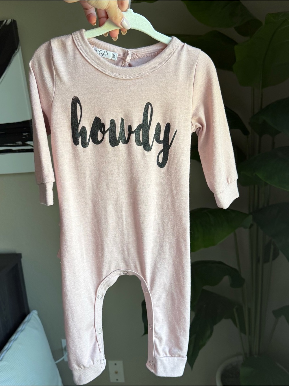 'howdy' Pink Baby One-Piece Romper